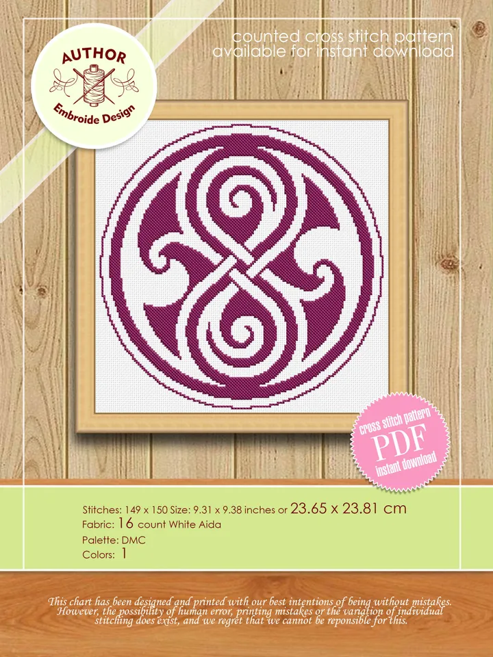Celtic ornament cross stitch pattern download PDF, Monochrome mandala cross stitch chart, Celtic hourglass cross stitch, DIY Home decor #M21