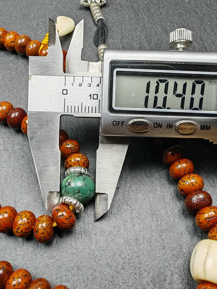 Gandhanra Authentic Tibetan Rosary, Old 7.8mm 108 Lotus Seed Mala Necklace - Handcrafted Tibetan Prayer Beads with Unique Mix of Treasures