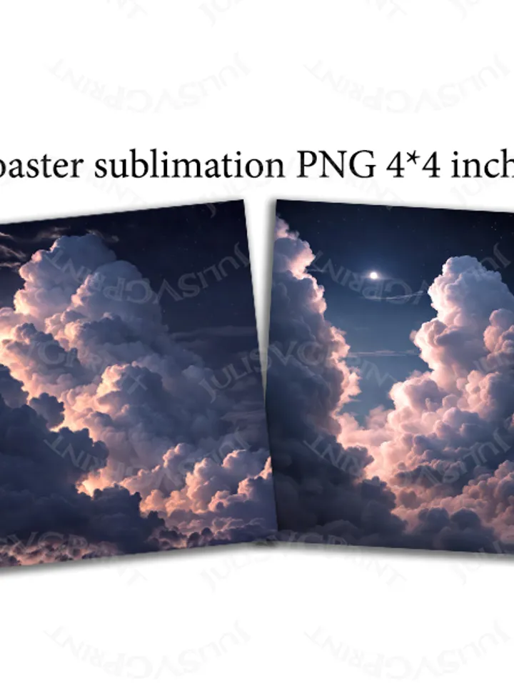 Romance pink clouds coaster design sublimation. Digital instant download