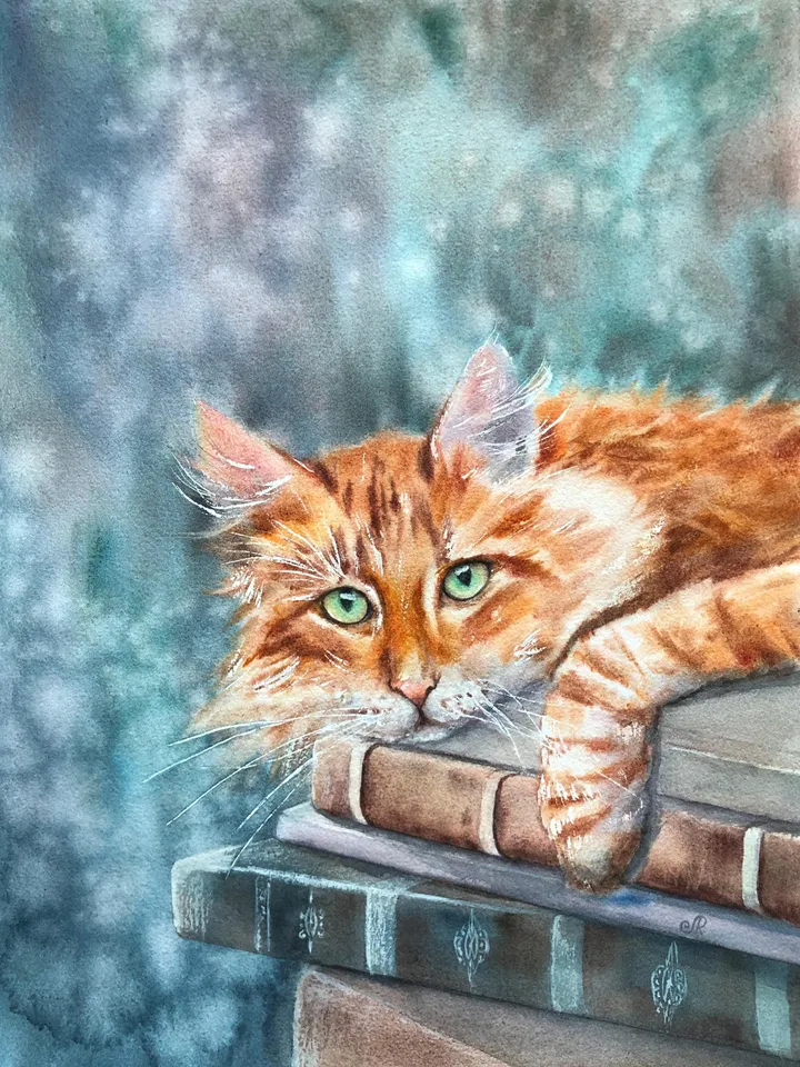 Cats Original Painting Animals Watercolor Painting Kitty Painting Cat Portrait