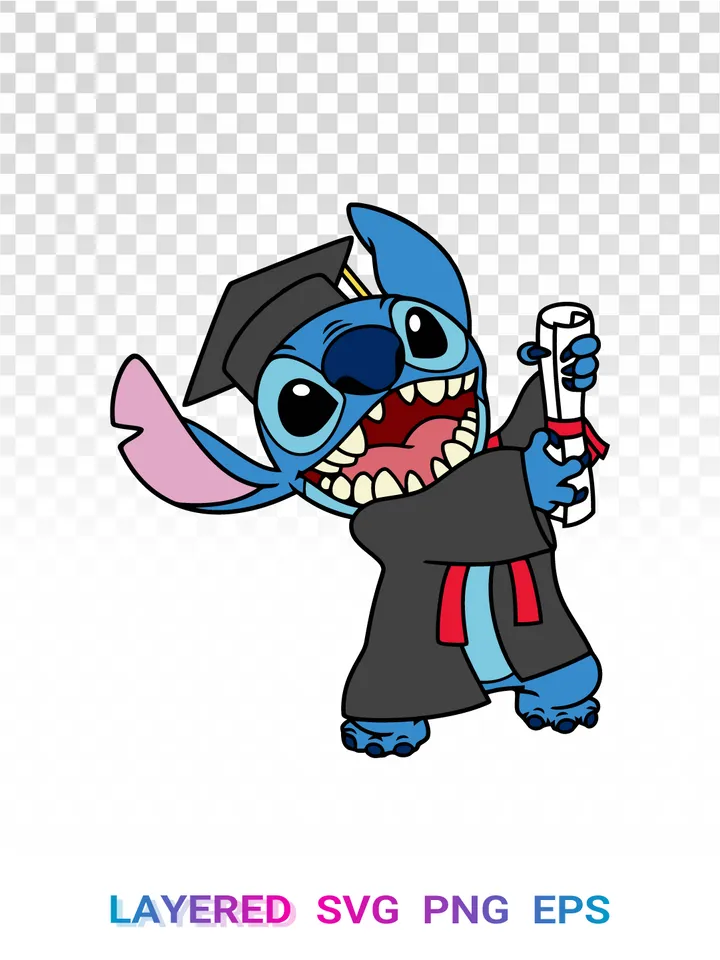 🎓 Stitch Transparent PNG And Cricut SVG For Graduation