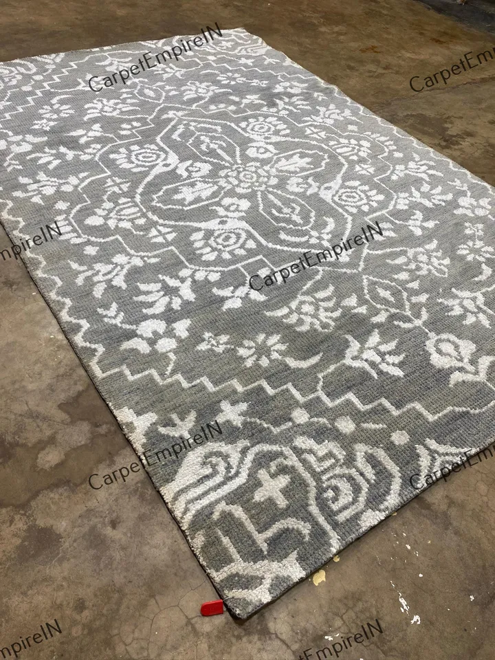 Gray Modern Oushak, Hand Knotted Rug 4x6,5x8,6x9,8x10,9x12,10x14, Handmade Rugs for Living Room - Antique Geometrical rug,ready to ship rug.