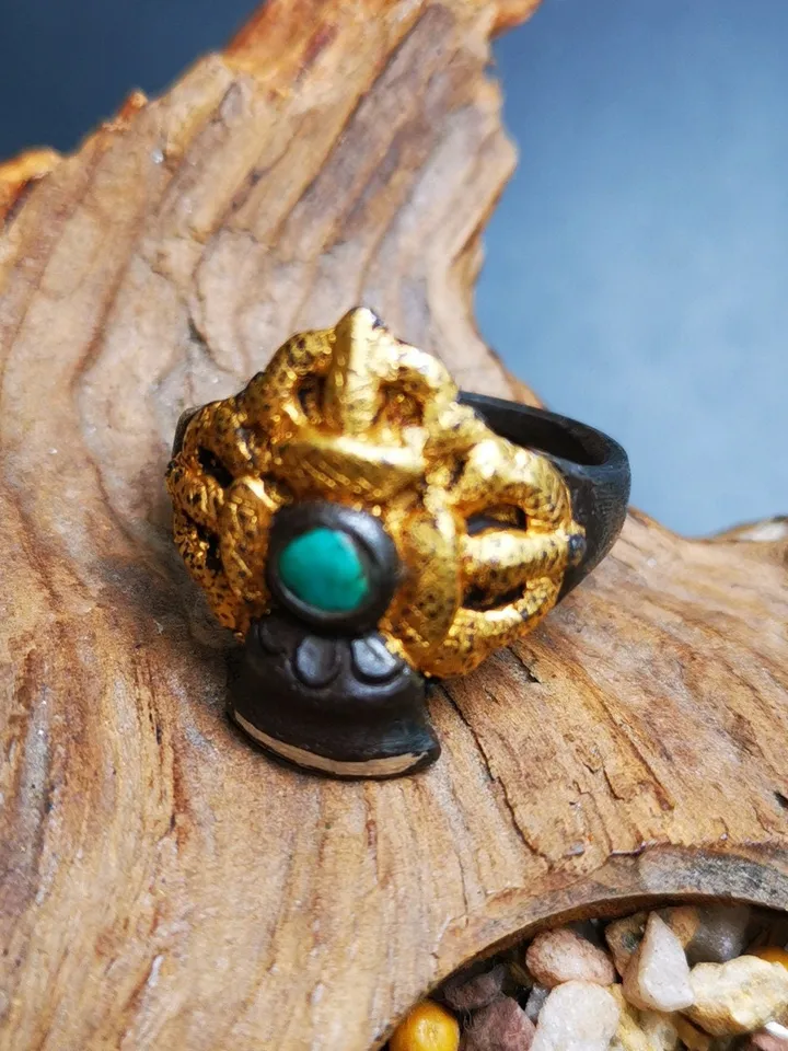Gandhanra Unique Handcrafted Ring, Tibetan Buddhist Vajra Bell Ring,Made of Pure Gold Filled and Silver Filled,Protection Jewelry