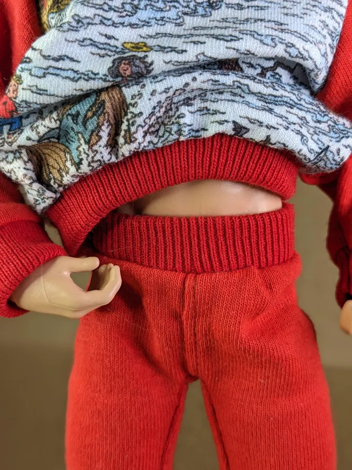 Handmade red & blue casual set (longsleeve, pants) for 12-inch fashion male dolls