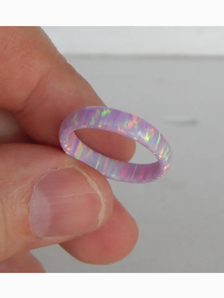 Very beautiful opal ring lilac color. Solid opal ring. Synthetic opal ring