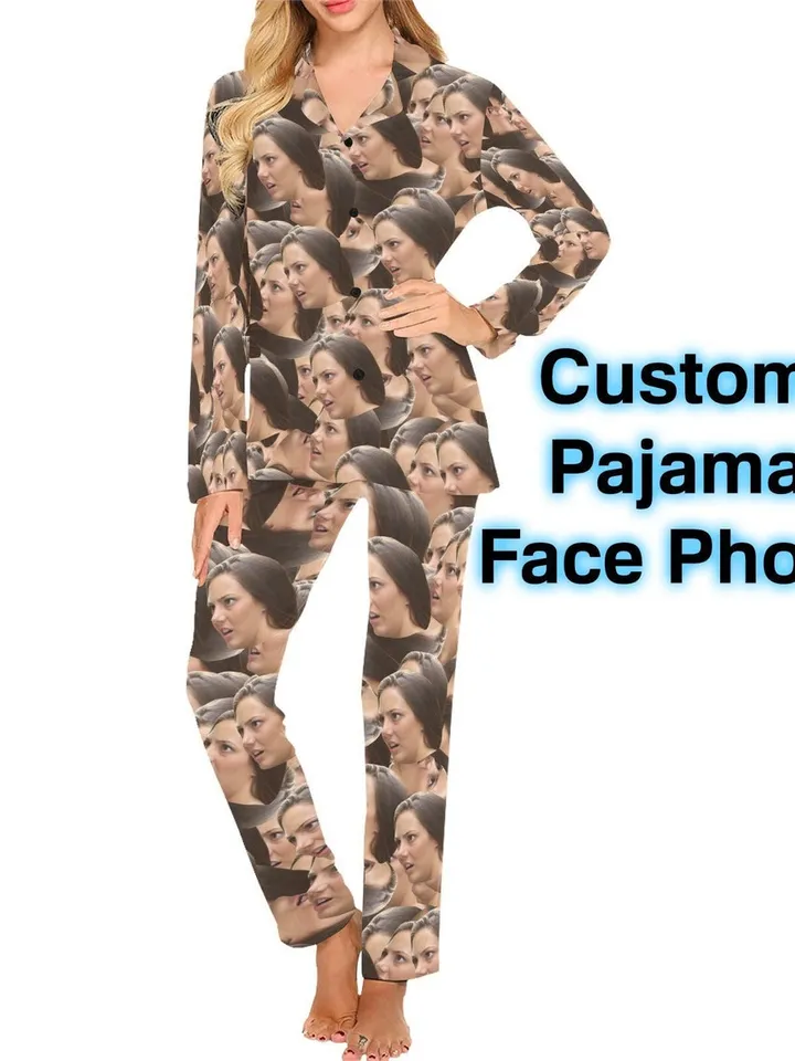 Custom Face Pajama Set Photo Print Women