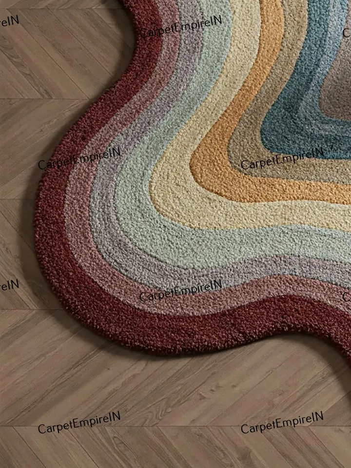 layered rug, Wavy Multicolor Area Rug, Modern Layered Carpet, Living room rug, bedroom rug, nursery decor, kids rug, 4x4,6x6,7x7,8x8,10x10..