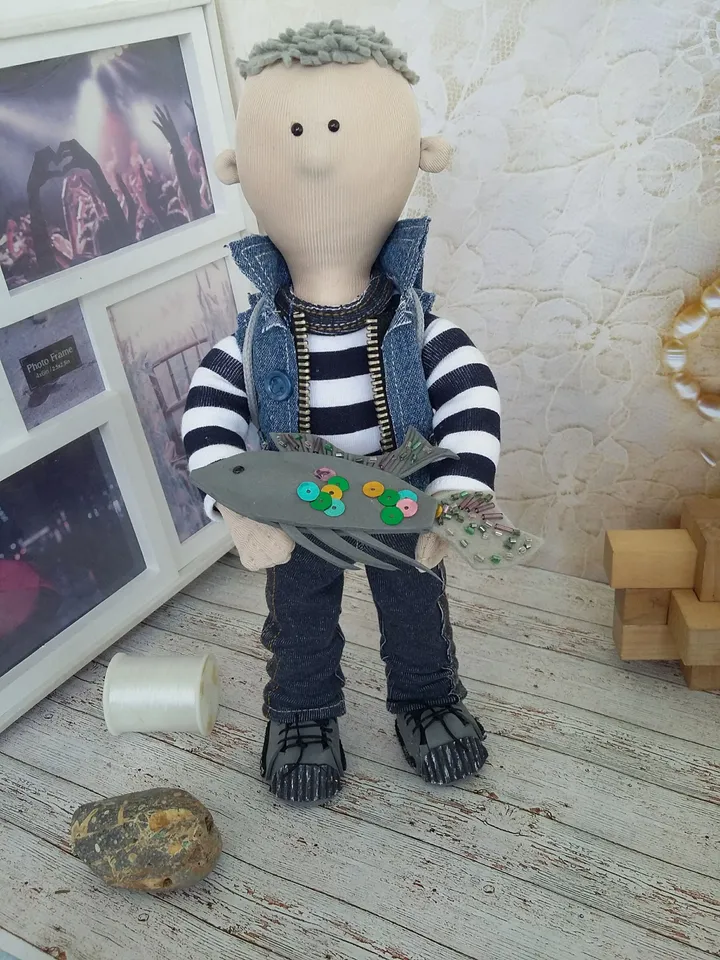 doll Boy,superstar,tourist with a backpack,gift for a fisherman,nature lover boss, friend,dad gift from kids,favorite fisherman