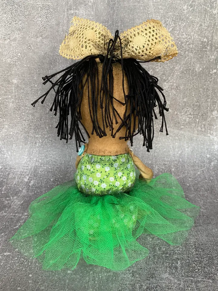 Creepy doll . Halloween home decor. Shelf decor.