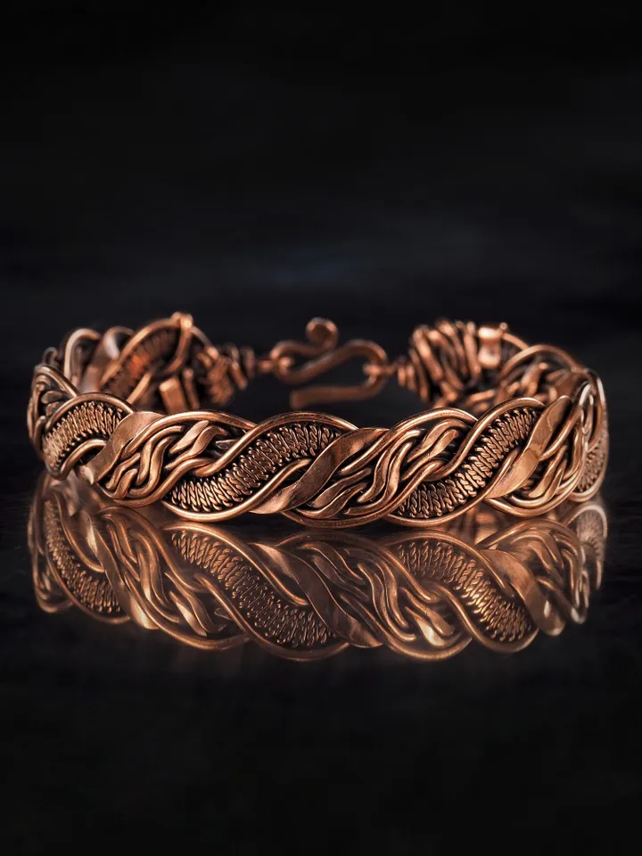 Woven copper wire bracelet Antique style handcrafted copper jewelry Unique gift