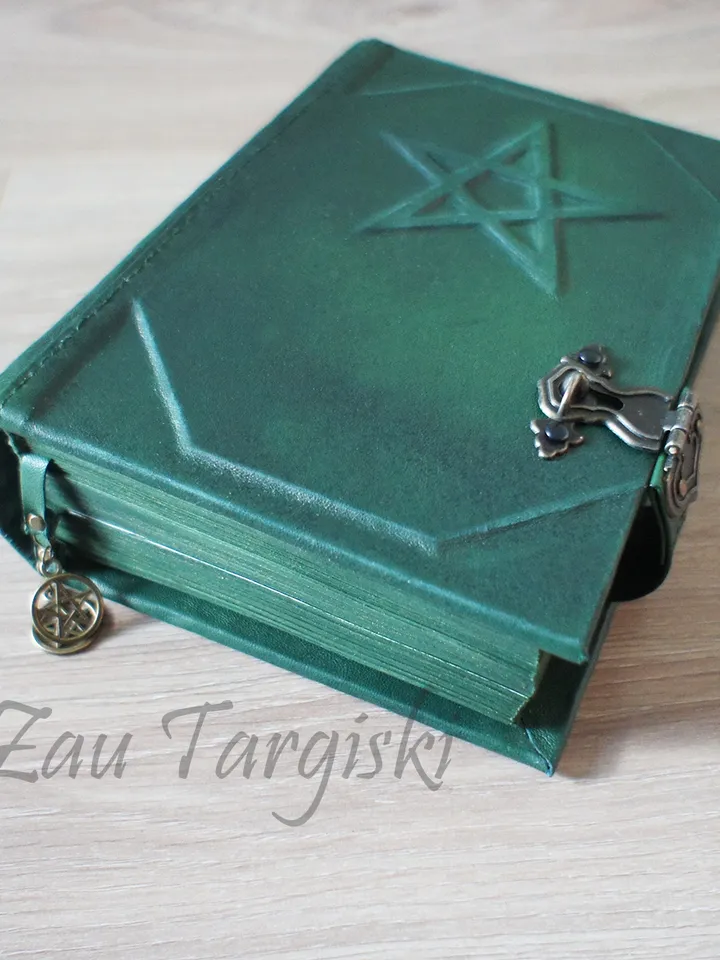 Green grimoire book of shadows journal with a pentagram