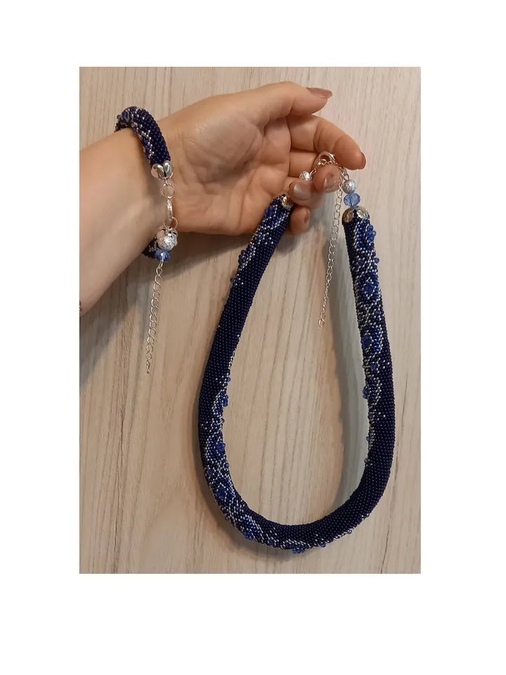 Bead Crochet Rope patterns for beading «Roberta» Necklace and Bracelet. PDF patterns, Instant Digital Download