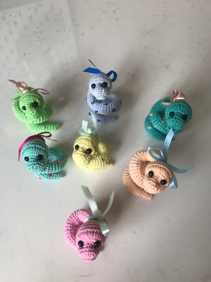 Snake toy keychain blue