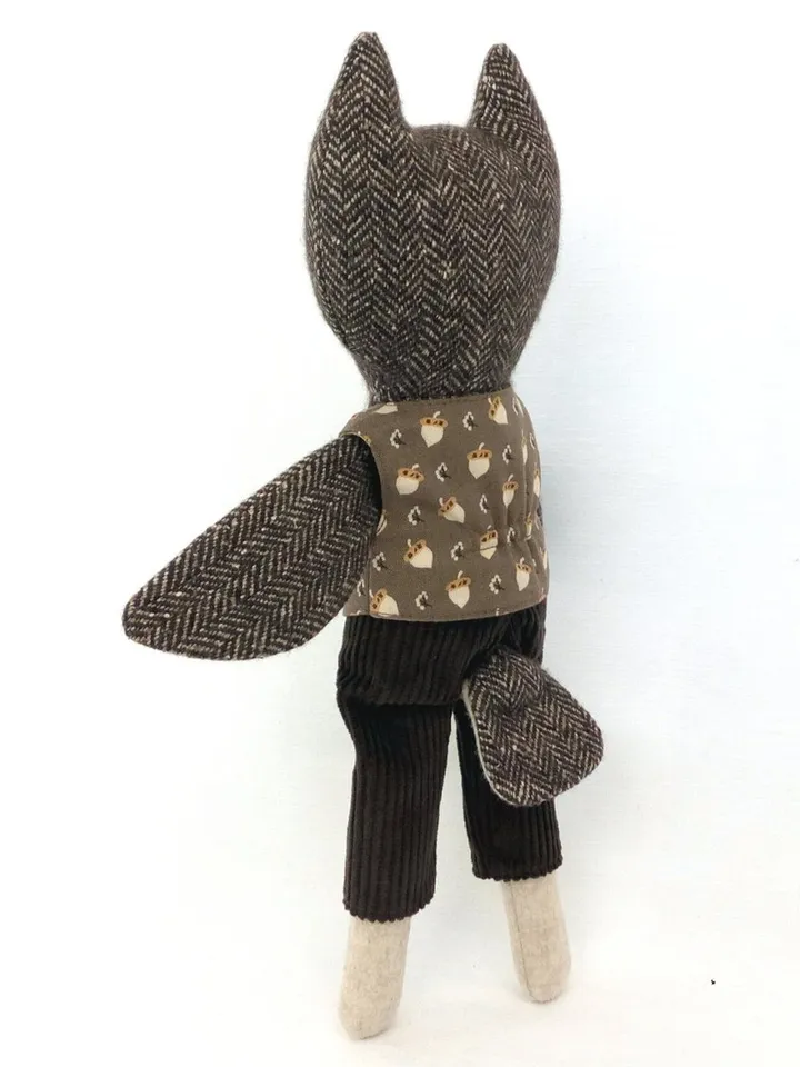Owl boy, textile plush doll, handmade wool owl, stuffed bird toy