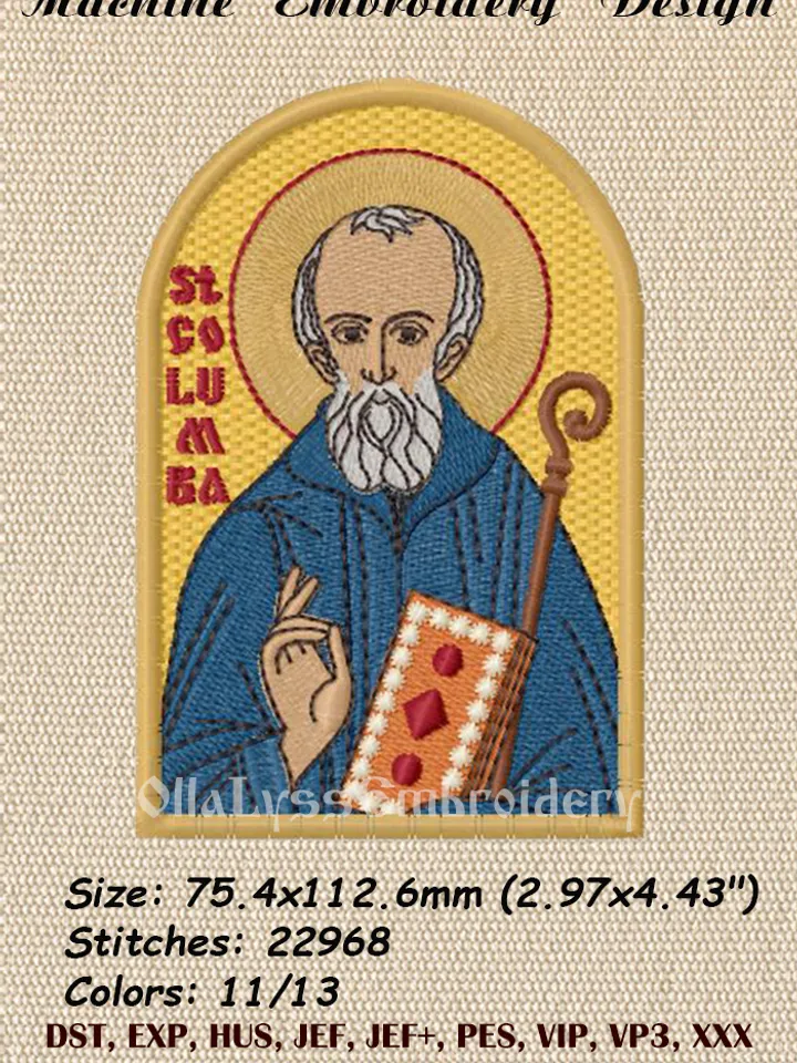Saint Columba of Iona embroidery design
