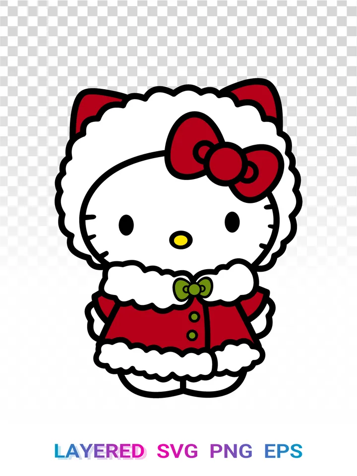 🎄 Hello Kitty Santa SVG, Christmas Sanrio PNG Cricut