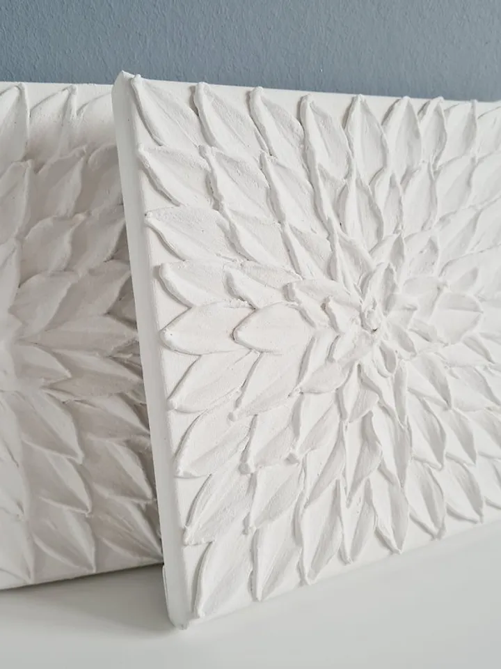 White Textured Wall Art, Set of 2 Art, Modern Wall Art Set, Abstract Canvas Art
