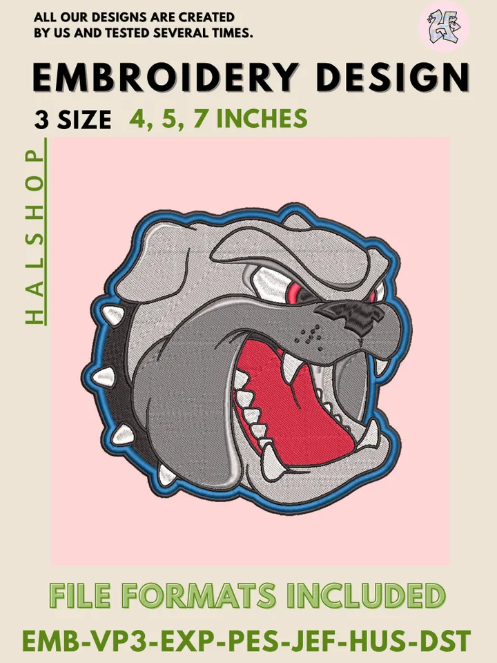 NCAA UNC Asheville Bulldogs Logo Embroidery Design, College Team Machine Embroidery Files, Digital Download