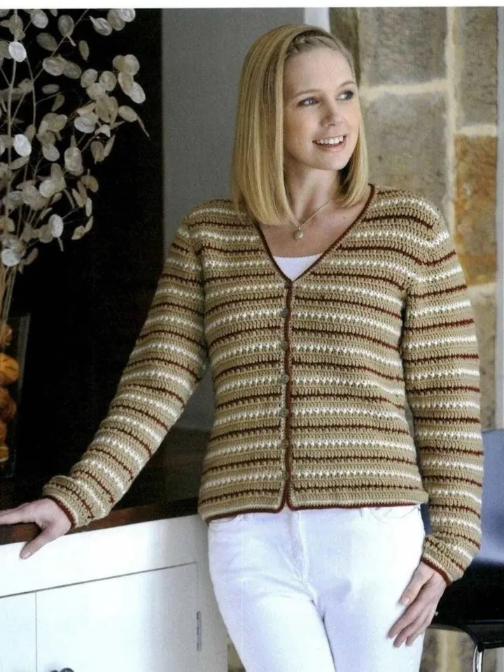 Cardigan pattern, easy women cardigan, striped cardigan crochet pattern pdf instant download