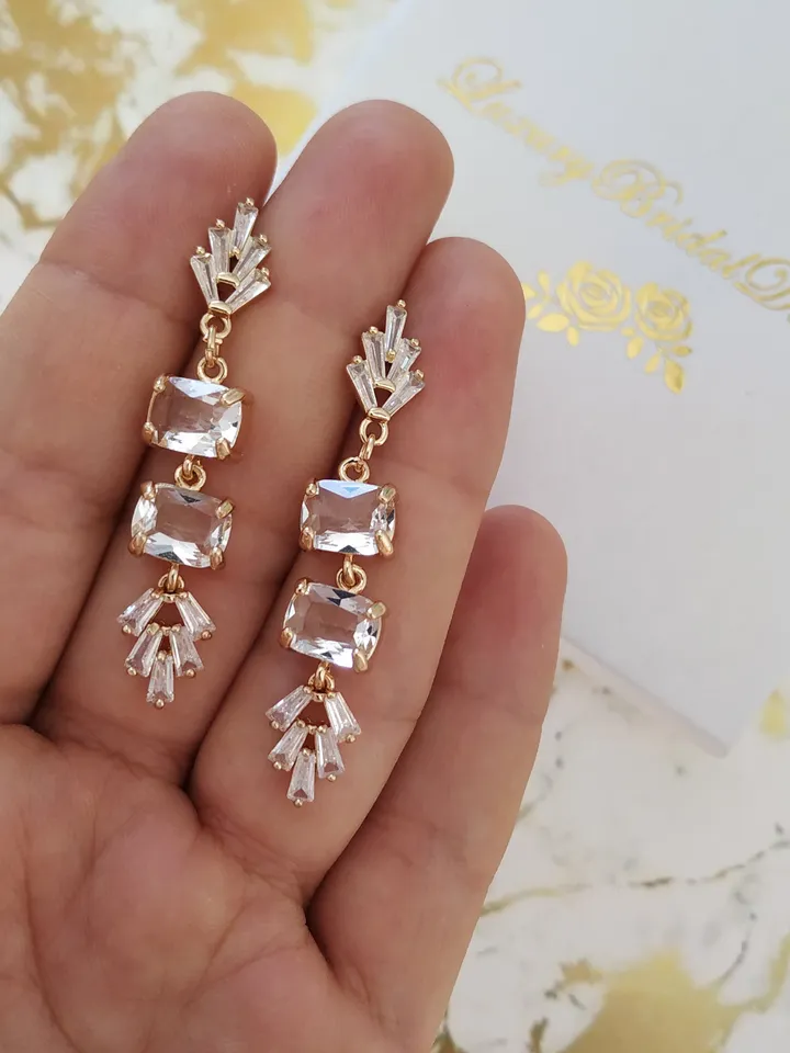 Art Deco Statement Wedding Earrings, Sparkling Crystal Chandelier Bridal Earrings, Boho Wedding Earrings, Gatsby Bridal Jewelry Jewellery