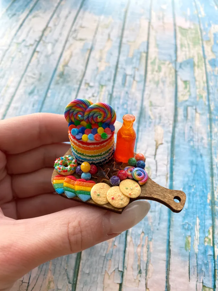 Magnet Miniature Rainbow Charcuterie Board with Polymer clay Souvenir