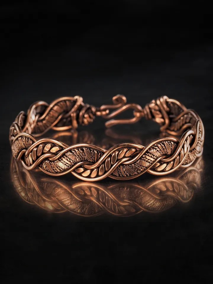 Woven copper wire bracelet Antique style handcrafted copper jewelry Unique gift