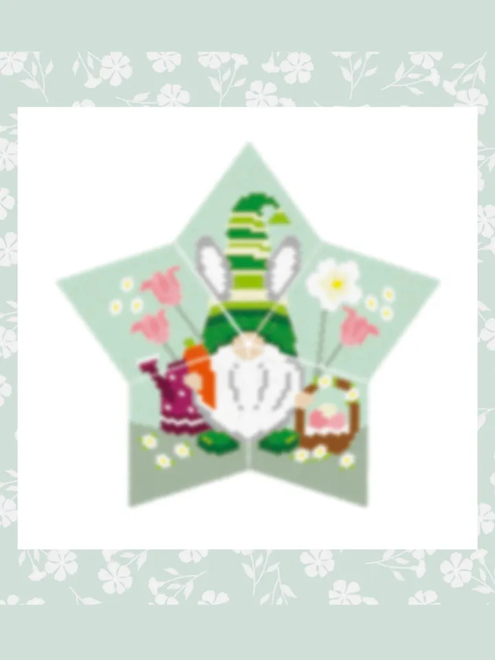 3D Peyote Star Easter Gnome Pattern, Seed Beads Spring Ornament, Beadwork Pattern