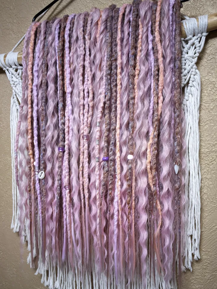 Ready to ship Full set of dreadlock extensions Pastel Double Ended dreads with curls and accessories
