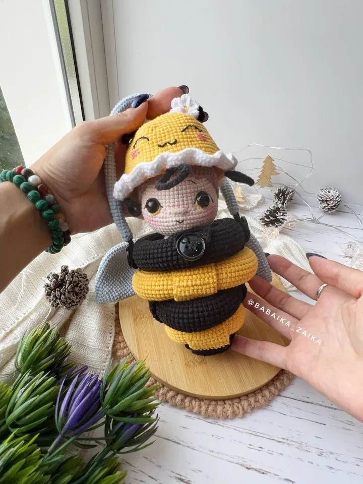 PDF Crochet Bee the Stacking Bag Pattern, Bee hive Amigurumi Pattern, Crochet Monster, Queen Bee Doll Crochet Pattern, Amigurumi Doll