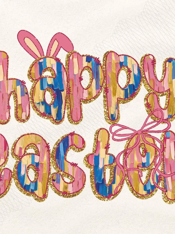 Coquette Easter Bunny Bow PNG, Brushstroke Happy Easter png, PNG, Easter Heart png, Girls Easter Png, Bunny Ears, Bunny Bow Png Sublimation