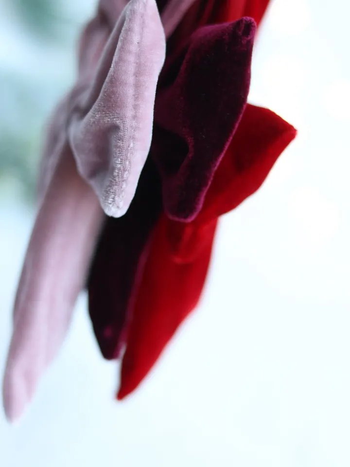 Christmas velvet tree bow decor Xmas bows decoration pink, burgundy, cranberry red