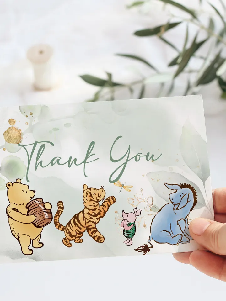 Classic Winnie Pooh Baby Shower Suite; Winnie the Pooh Baby Shower Template; Greenery Flowers Baby Shower Bundle; Baby Shower trend of 2023