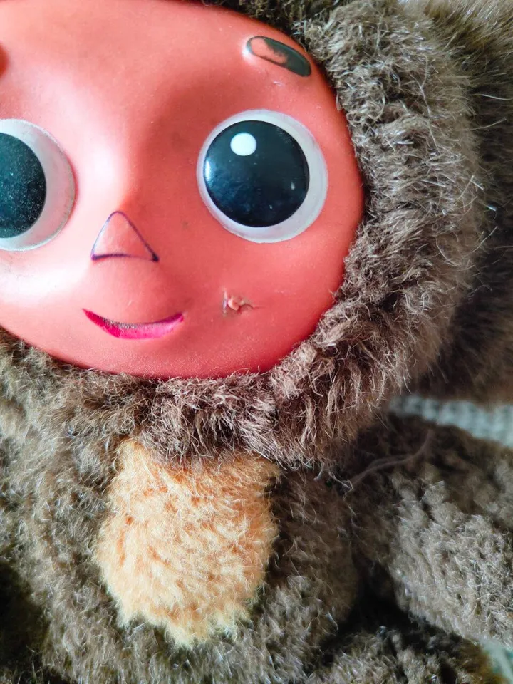old toy Cheburashka,Soviet plush vintage,Cheburashka,toy for children,gift for collector,toy with history,retro,rare toy
