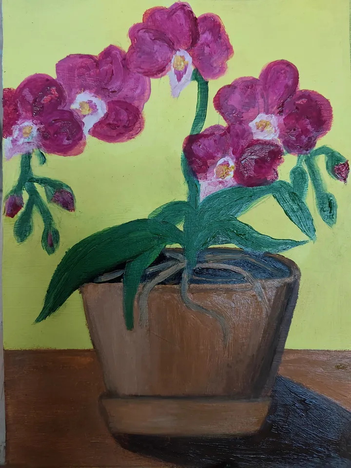 Oil Painting Hyacinth In A Pot Spring Flowers Wall Decor Nature Floral Art Miniature 8x6 inches 21x15 cm New Unframed