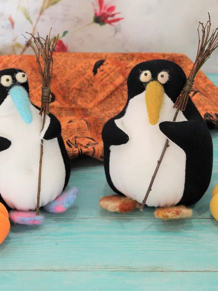 Small soft penguin toy- Halloween gift, funny Halloween decor
