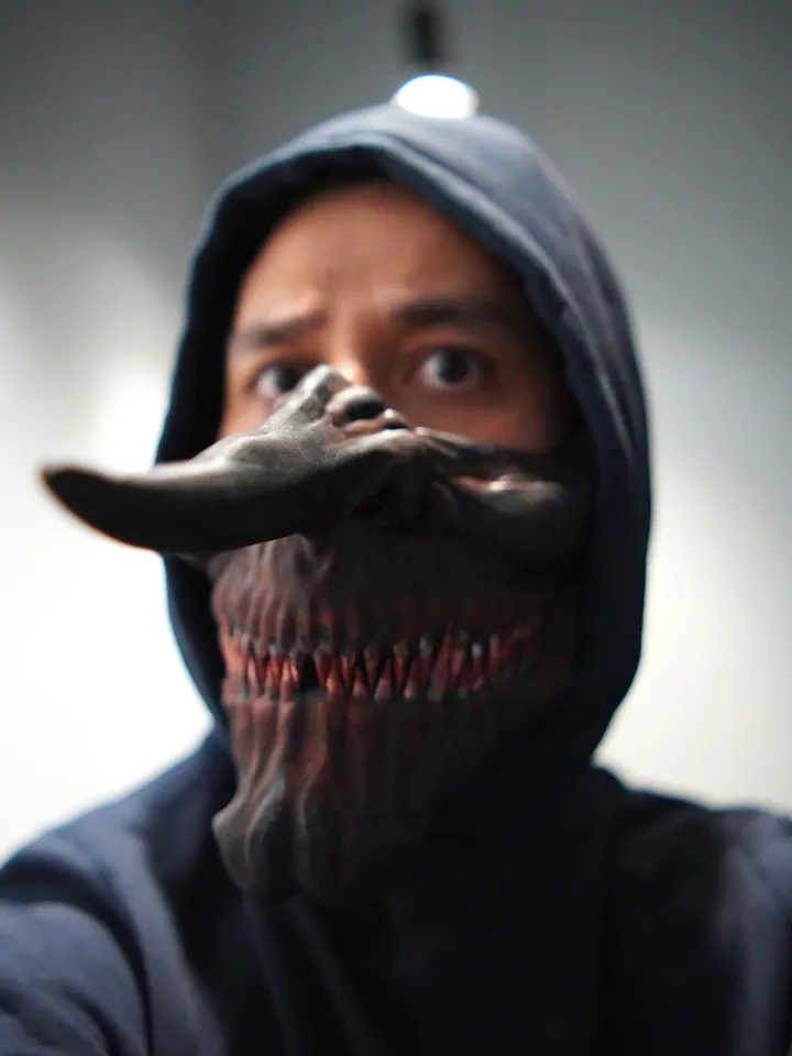 Pinocchio Mask  Long Nose Scary with Teeth Bloody Pinokkio Devil mask