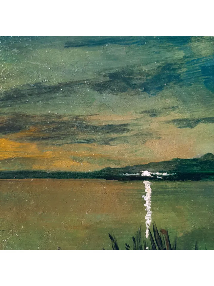 Night Lake Twilight Painting 8,5x12" ORIGINAL PAINTING Blue Hour Landscape Impressionist Signed by artist Marina Chuchko