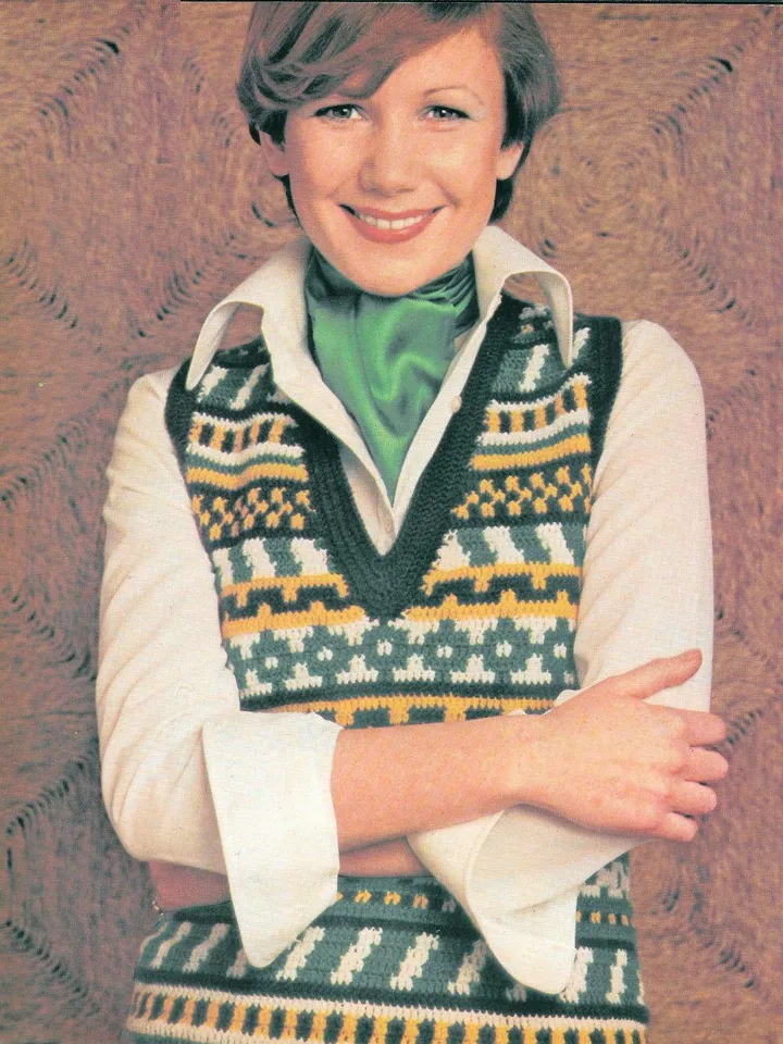 Waistcoat vest crochet pattern sleeveless cardigan button front pullover jacket pattern pdf