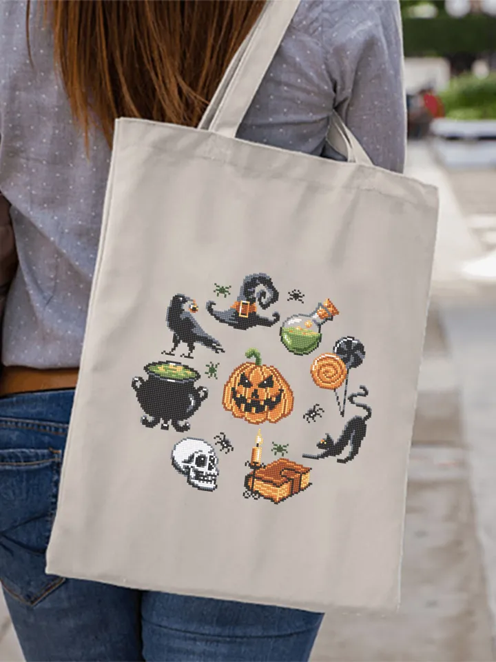 Halloween cross stitch pattern download PDF Beginner stitch Magic horror cross stitch Witch black cat stitch chart Halloween embroidery #H30