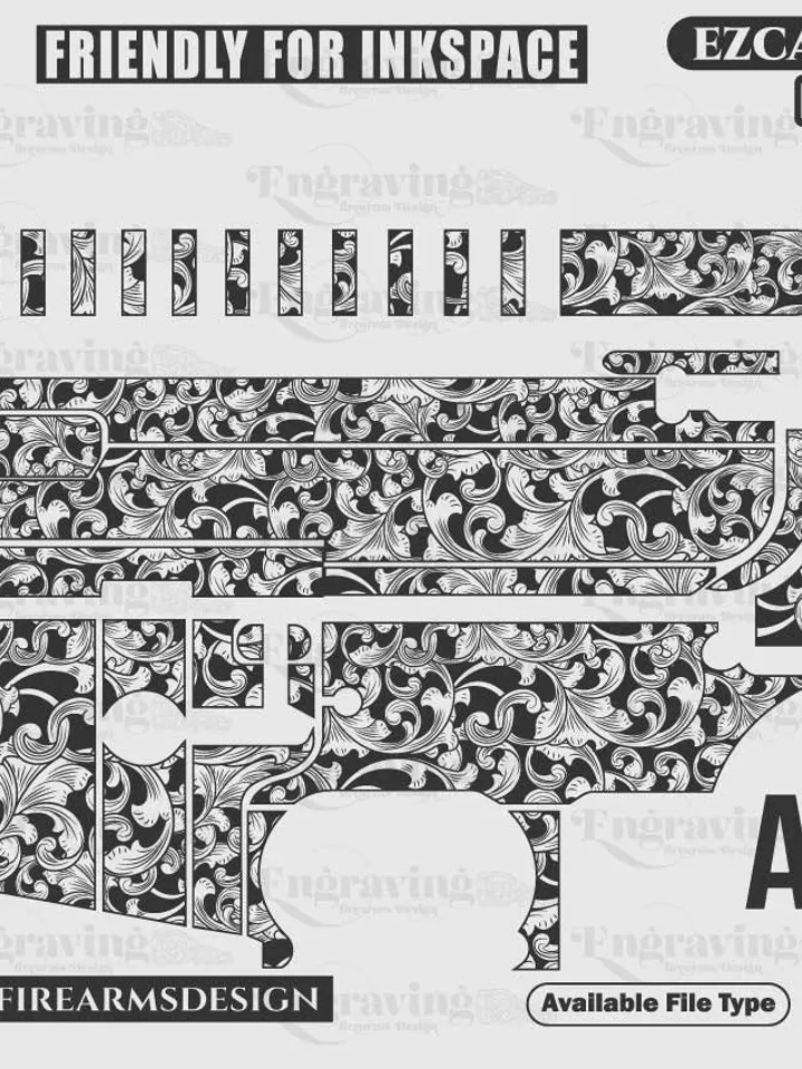 AR15 Scroll Design Svg,lasercut,laserengraving,fiberlaser,engravingfiles,laserpattern,engravingdesign,engravingpattern