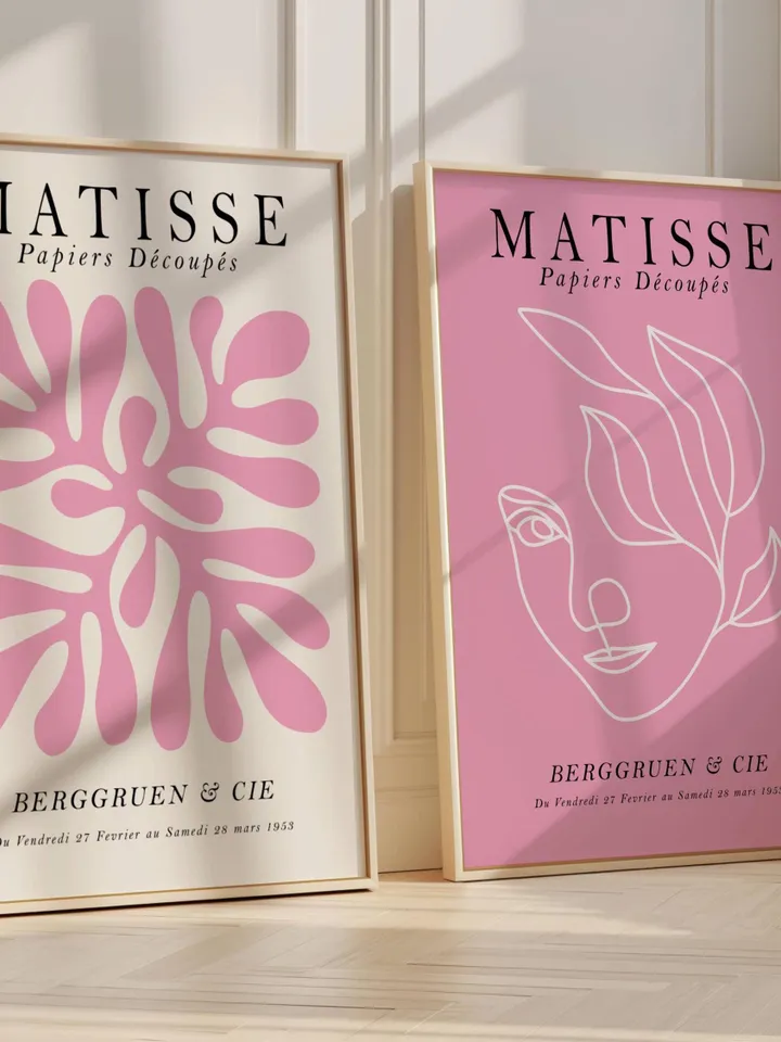 Pink Matisse Print Set Printable Wall Art Pink Print Set Gallery Wall Set of 3 Prints Preppy Wall Art Exhibition Posters Danish Pastel
