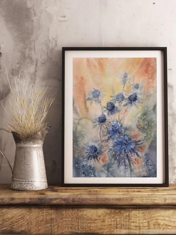 Flowers Original Painting Wildflowers Watercolor Wall Art Floral Artwork