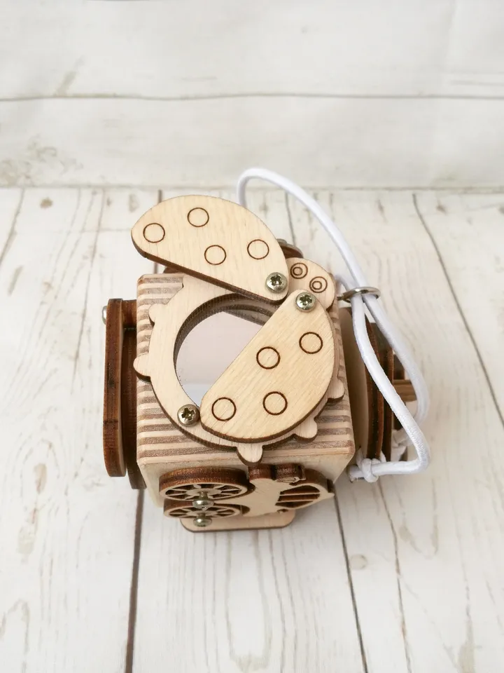 fidget toy - Busy cube - butterfly, wooden baby montessori toy for toddlers