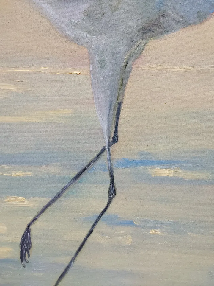 "Dance of the Crane" large oil painting on canvas 50x100cm (20x40 inches)