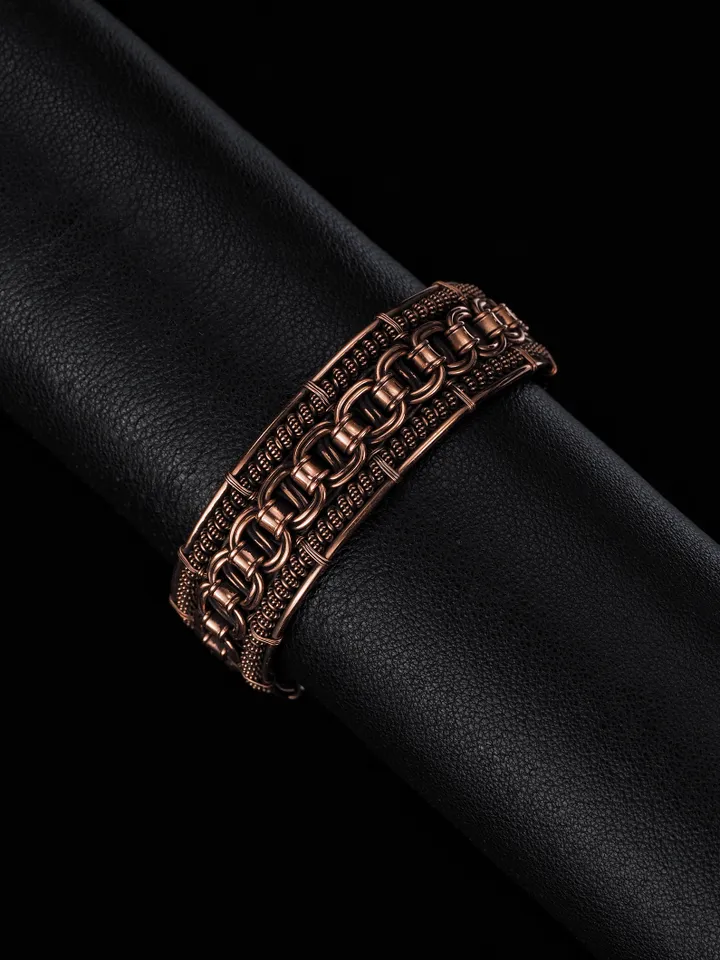 Woven copper wire bracelet Antique style handcrafted copper jewelry Unique gift