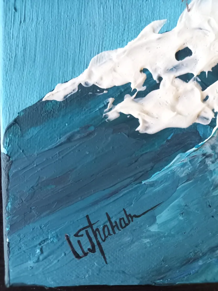 3D Abstract Wave Painting - Acrylic with Texture on Canvas - 50x50 cm | Handmade Artwork | Wave wall art