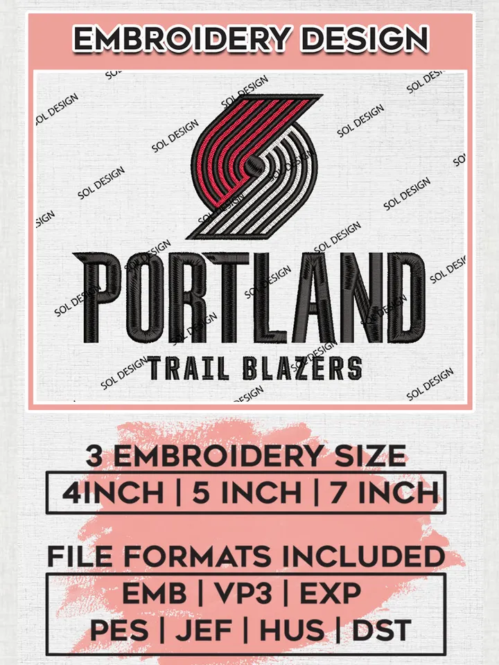 NBA Portland Trail Blazers Logo Embroidery Design, NBA Portland Trail Blazers Machine Embroidery Files, NBA Machine Embroidery Design, Machine Embroidery Design, Digital Download