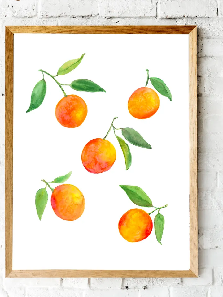 Orange Watercolor Painting Print Kitchen Fruit Wall Decor OrangePlant  Fruit Art Print Watercolor Orange Kitchen Wall Art Print Oranges Art