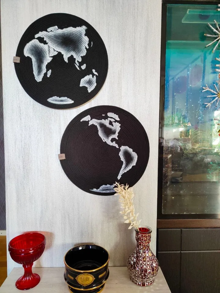 Wall decor space,set of 2,Planet Earth,World map,black and white globe,space children room,Wall painting,Table stand,world globe,gift