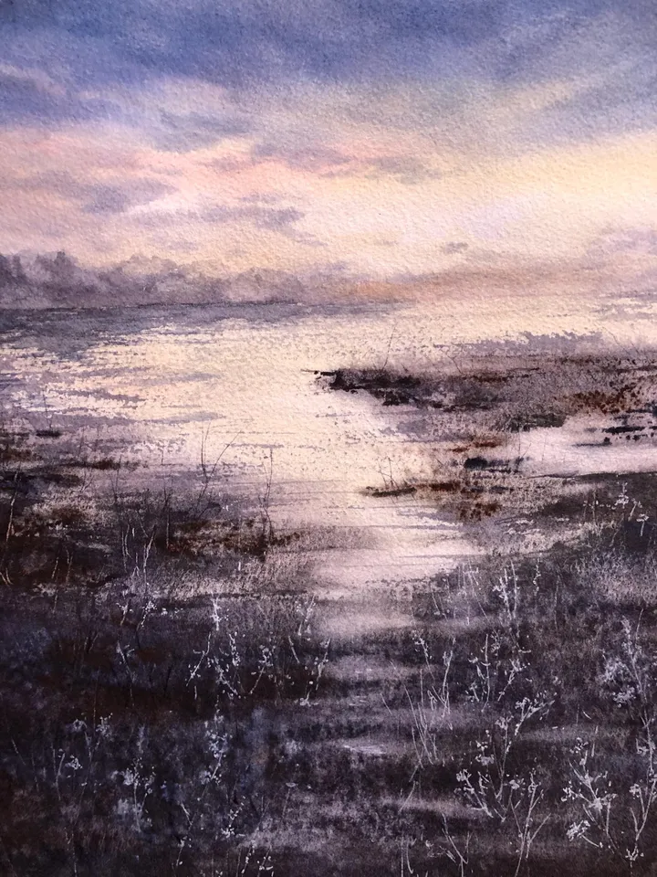 Seascape Original Painting Sunset Landscape Beach Painting Coastal Painting